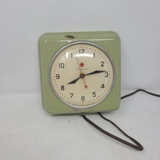 VTG MCM General Electric Wall CLOCK Metal Green GE Model 2H08 TESTED
