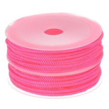 2pcs Twisted Nylon Twine Thread Beading Cord 3mm 7M/23 Feet String, Hot Pink