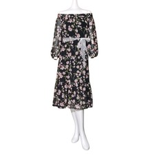 LC Lauren Conrad LBD Little Black Dress Floral Mini Womens Size XS