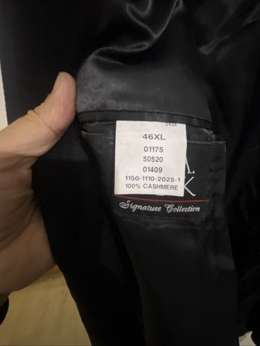Jos A Banks 100% Cashmere Black Full Length Topcoat Mens 46XL Vented & Pockets - Picture 6 of 6