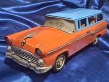 Bandai Ford Ranch Wagon Tin Plate Toy Car Friction 1950s Vintage