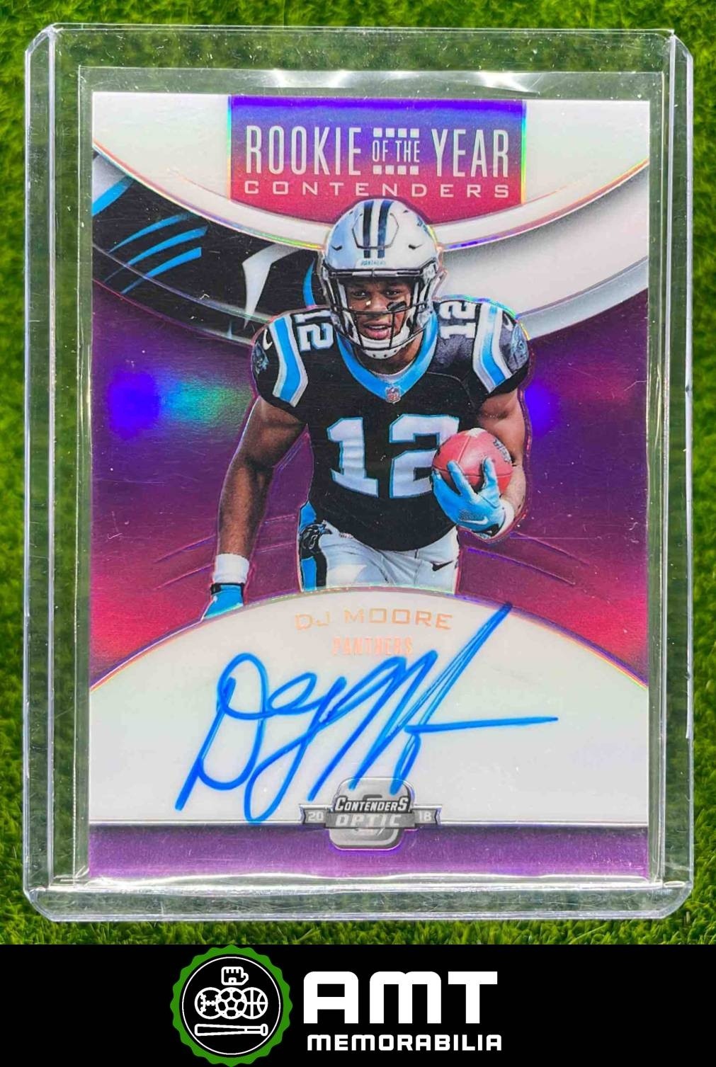 DJ Moore 54/99 ROTY Contenders Auto 2018 Panini Optic Purple Panthers #RYA-DJM