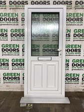 USED UPVC BACK DOOR HALF PANEL FROSTED GLASS EXTERNAL PVC WHITE EXTERIOR PLASTIC