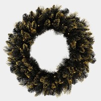 artplants Deko Kranz Winterkranz Asker, Mit Zapfen, Leds, Goldschimmer, Ø75Cm
