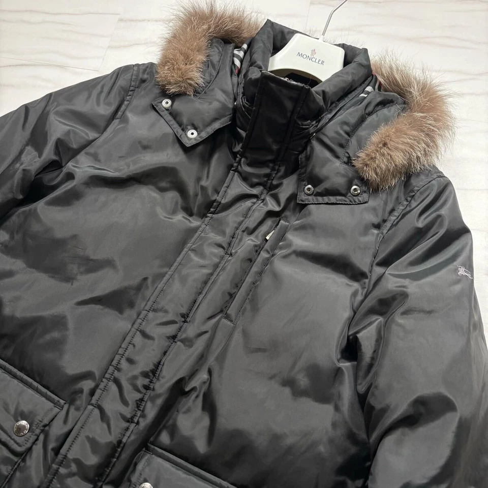 Burberry Black Label Down Jacket Men's L Black with Fur Hood - Image 3 of 4
