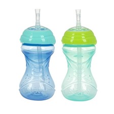 Nuby Easy-Grip Soft Straw Cup, Multicolor Sippy Cup, 10 fl oz, 2 Count