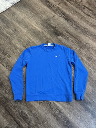 Felpa Nike uomo blu medio girocollo pullover pile logo swoosh