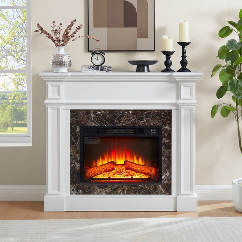 23 inch Electric Fireplace Insert w/ Remote Control & Timer 1400W Wood Mantel - Picture 4 of 48
