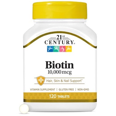 Powerful Biotin 10,000 mcg Tablets - 120 Count, Supports Healthy Skin & Hair