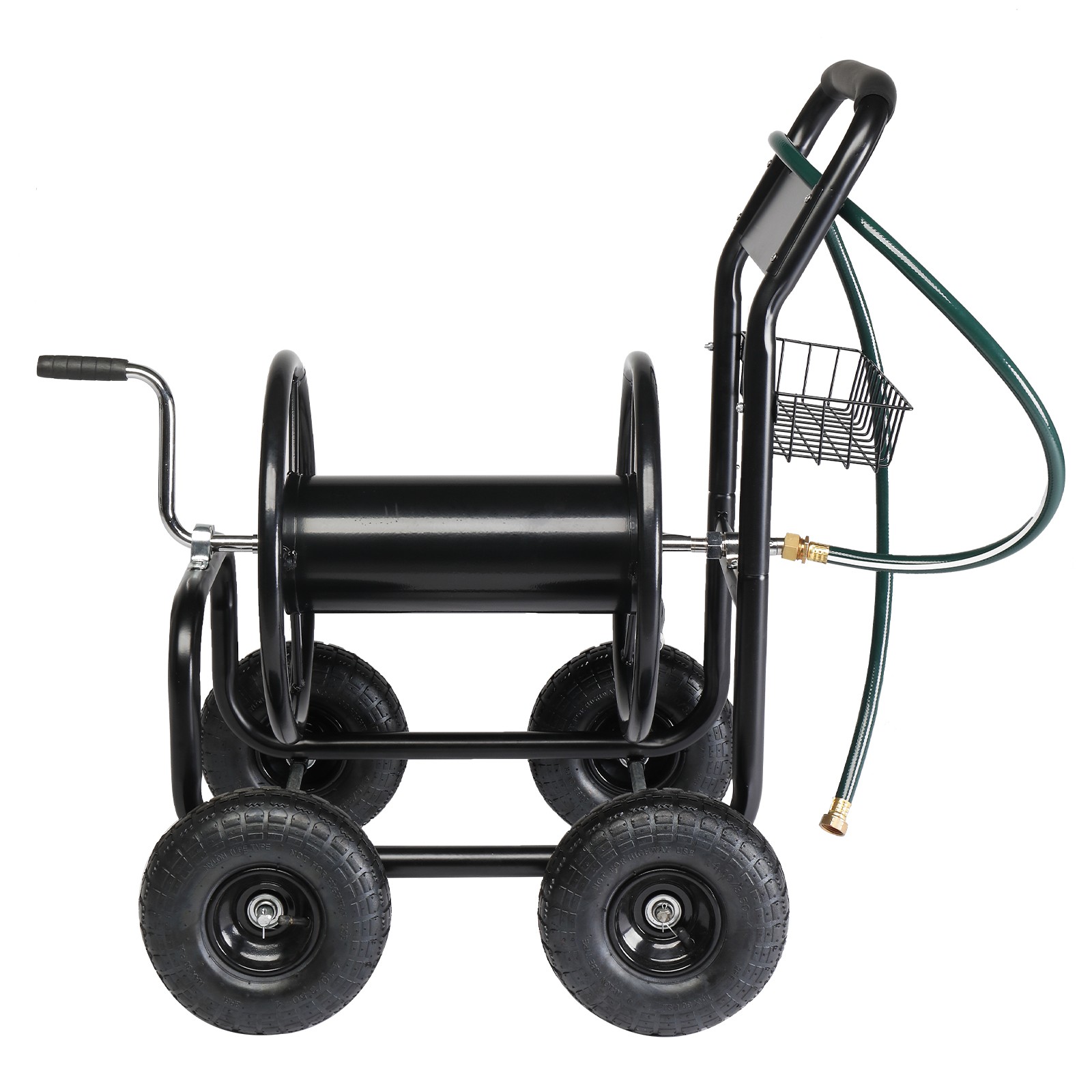 New Water Hose Reel Cart Outdoor Heavy Duty with Storage Basket 4 Wheels US