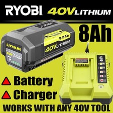 8.0Ah Battery 40 Volt for Ryobi 40V Lithium OP40602 Battery with LED Charger
