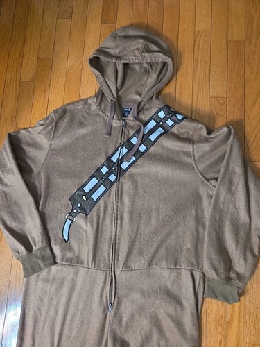 Disney Chewy Chewbacca Star Wars Union Suit Pajamas Hooded Halloween Costume XL