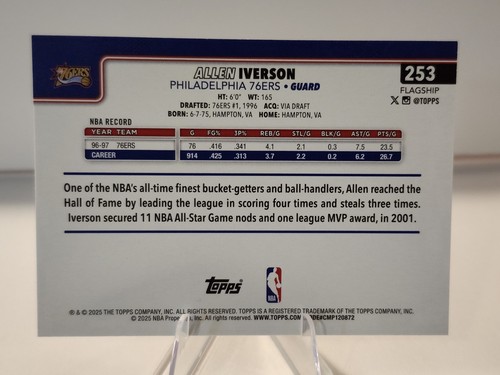 2025-26 Topps Basketball Allen Iverson Tip-Off Foil #253 Philadelphia 76ers - Bild 2 von 2