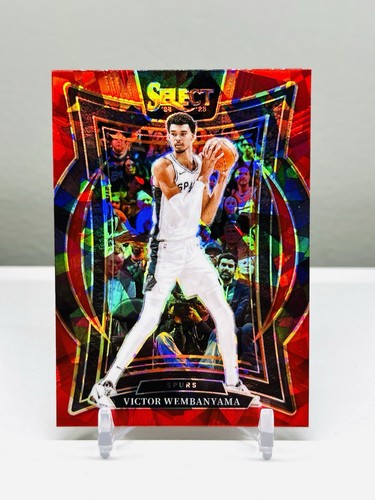 2024-25 Panini Select - Concourse #9 Victor Wembanyama Red Cracked Ice Prizm
