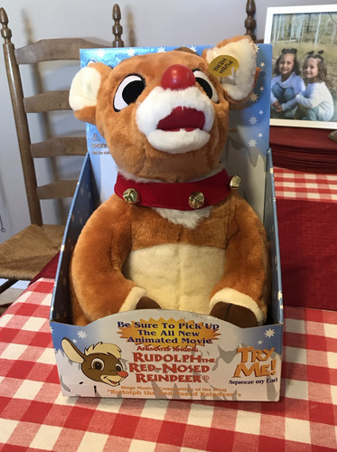 New Gemmy Rudolph The Red Nosed Reindeer Plush Singing Light Up 1998 Vintage - Picture 1 of 7
