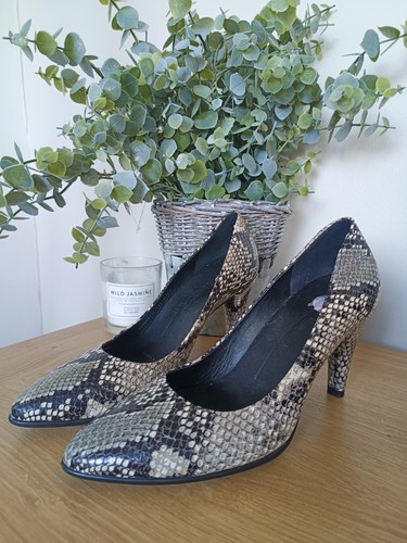 ECCO snake Animal print leather court shoes Size 3 36 Wedding Work Smart Office - Picture 2 of 7