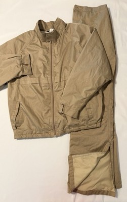 Vintage Duckster Gore-Tex Rain Suit Mens XL Tan Waterproof Golf Jacket Pants USA