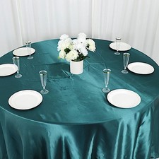 Peacock Teal 120" ROUND Satin TABLECLOTH Wedding Party Home Kitchen Tabletop