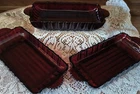 Vintage 3 Anchor Hocking Royal Ruby Ribbed Glass Rec. Dish Relish Cranberry Nice