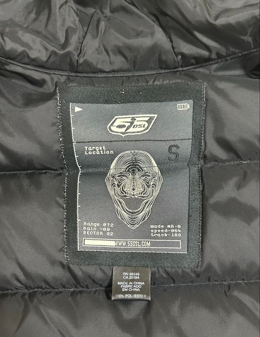 55DSL DIESEL Down Jacket Green Pattern Print Zip … - image 8