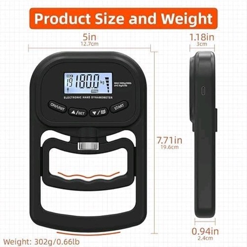 Grip Strength Tester 396Lbs/180Kg Digital Hand Dynamometer Grip Strength Meter. - Picture 4 of 7