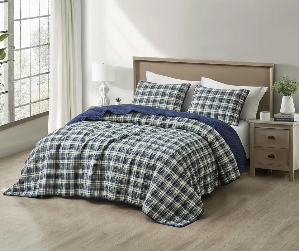 Conjunto de edredón ligero King Chezmoi Collection 3 piezas de algodón lavado Foto 2 de 4