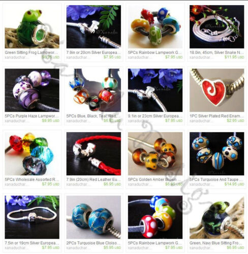 2 Stck. Lila Blume Abziehbilder Porzellan Europäische Perlen Für Europäische Bettelarmbänder - Bild 9 von 10