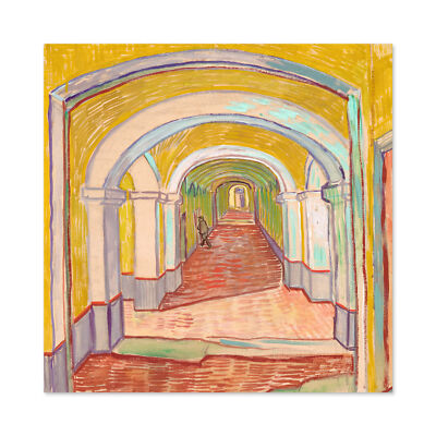 Van Gogh Korridor im Asylum Gemälde großer Wandkunstdruck quadratisch 24 x 24 Zoll