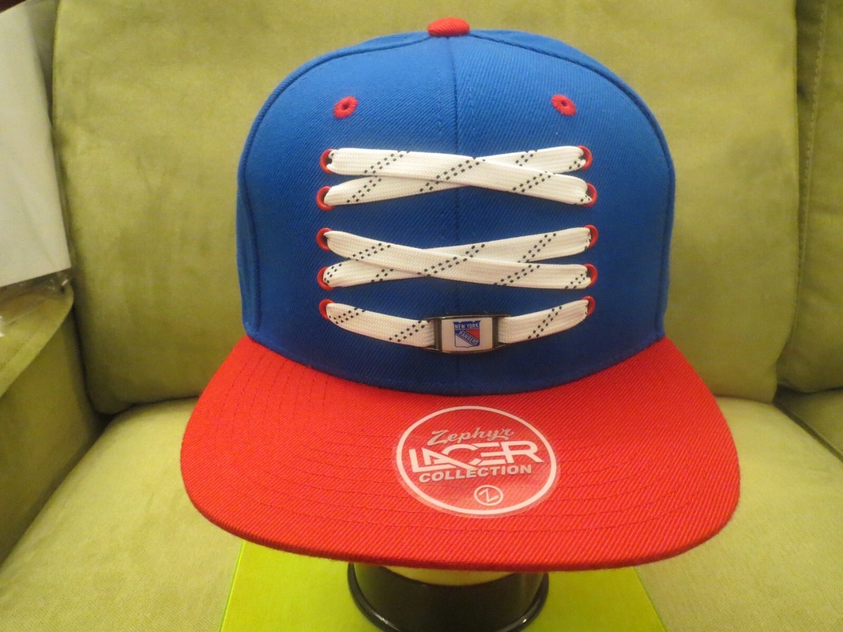Zephyr NY Rangers Blue Adjustable Snapback Hat with Skate Lace