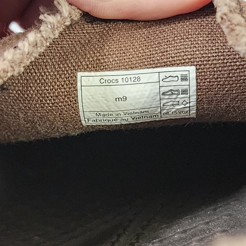 Crocs Loafers Mens 9 Santa Cruz Shoes Brown Canvas Slip On Casual Comfort - Picture 6 of 9