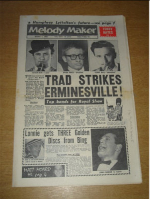 MELODY MAKER 1961 OCTOBER 7 ACKER BILK TUBBY HAYES LONNIE DONEGAN MATT MONRO +