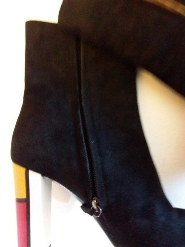STIVALERIA CAVALLIN Black Booties Women Size 7 or 38 Block heels Suede - Picture 7 of 10