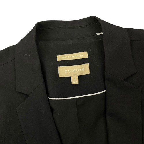 Talbots Luxe Italian Wool Blazer Jacket One Button Black Women Size 16 - Picture 8 of 8