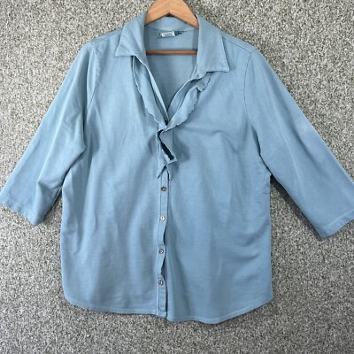Marc Ware Hot Cotton Jacket Extra Large Green Knit Shaket Ruffle Casual Made USA