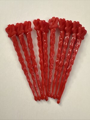 Seagrams 7 Crown Whiskey Cocktail Sticks Set 10 Red Plastic Swizzle Sticks D19