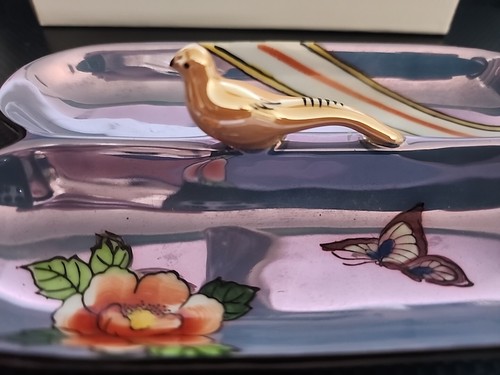 Noritake Vintage Hand Painted Luster Ware Porcelain Pheasant Divided Tray - Picture 6 of 9