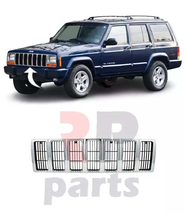 FOR JEEP CHEROKEE 2000 2001 NEW FRONT BUMPER UPPER CENTER GRILLE CHROME BLACK