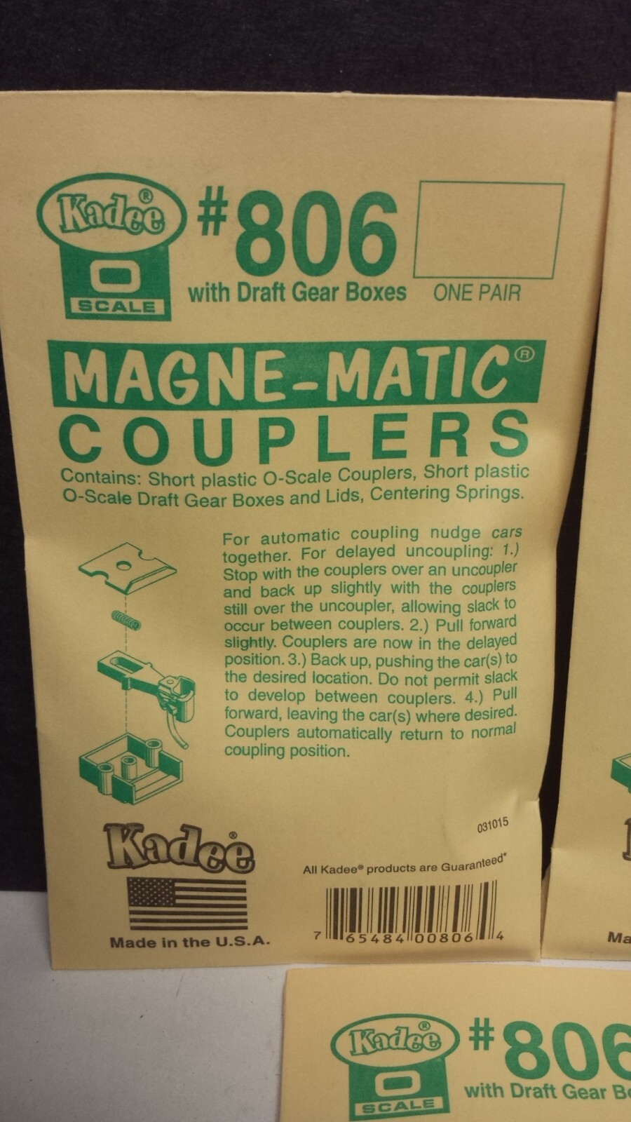5 Packs Kadee O Scale 806 black plastic couplers 1 Pair per Pack Model