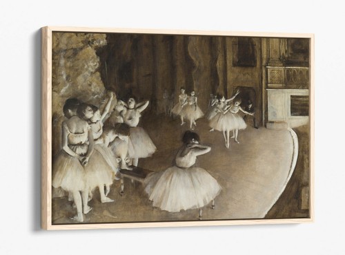 EDGAR DEGAS, BALLETTPROBE AUF DER BÜHNE - SCHWEBEREFFEKT GERAHMTER LEINWANDKUNSTDRUCK - Bild 3 von 12