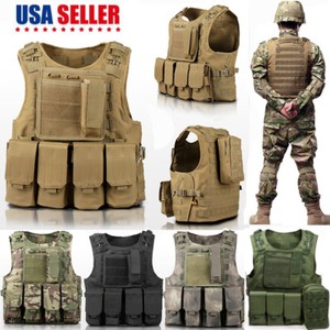 Army-Military-Molle-Combat-Airsoft-Tactical-Vest-Adjustable-Plate-Carrier-5Color