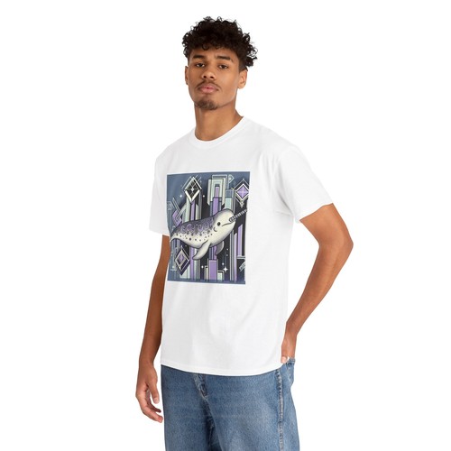 Unisex Adult T Shirt Art Deco Narwhal Geometric Vintage Style Tee Whale Nature - Picture 18 of 23