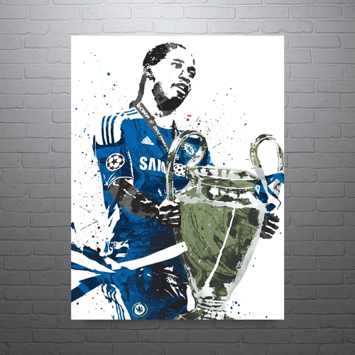 Didier Drogba Chelsea Soccer Sports Print, Man Cave