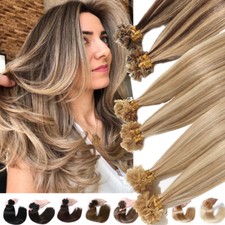 1g Highlight Nail U Tip 100 Remy Human Hair Extension Fusion Pre Bonded Keratin
