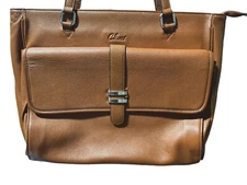 Cluci Women Brown Leather Briefcases Slim Large Business 15.6 Inch Laptop