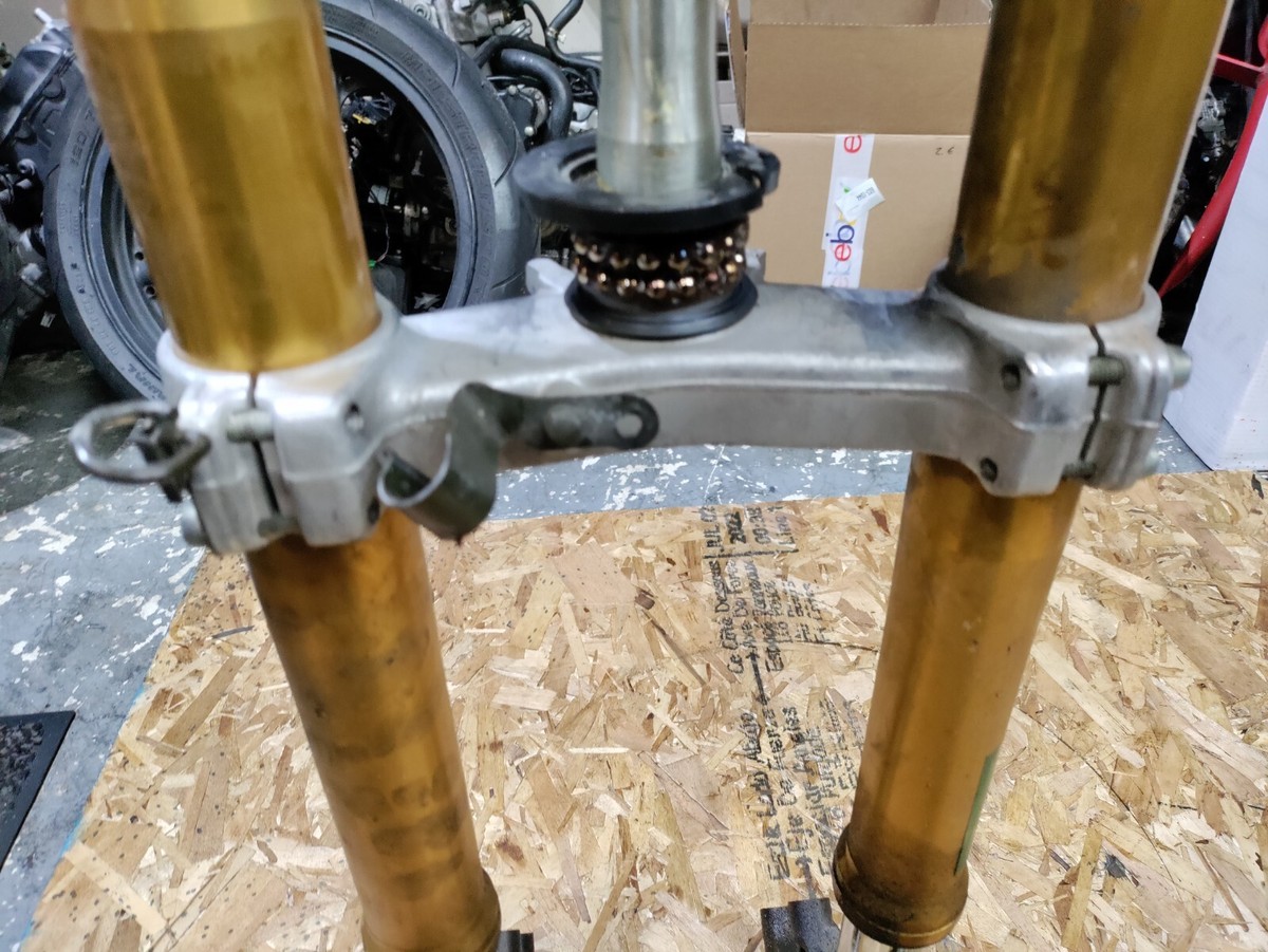 2003 2004 KAWASAKI ZX6R 636 OEM FRONT FORK FRONT END W/ TRIPLE