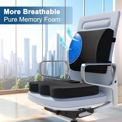 Gel Seat Cushion & Lumbar Support Pillow | Back Support for Office Ch... - Picture 3 of 9