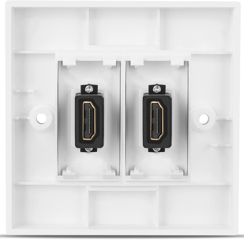 HDMI DOUBLE HIGH SPEED ETHERNET 2 PORT MODULAR WALL PLATE SOCKET 4K - Picture 2 of 2