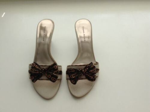 Etienne Aigner E-Charva-Parch Class Dress Sandal Shoes Bows Tan & Brown Size 7.5 - Picture 2 of 5