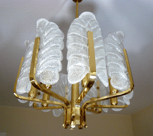 Vintage 8-arm Leaves Chandelier Mid-Century-Modern Carl Fagerlund for Orrefors - Picture 9 of 12