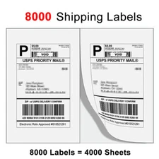 8000 8.5" x 5.5" Half Sheet Shipping Address Labels 2 Per Sheet Self Adhesive